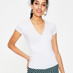 BODEN Faux Wrap Short Sleeve White Top